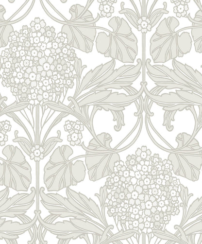 Seabrook Legacy Prints Floral Hydrangea Wallpaper - Pale Oak & Pearl