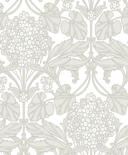 Seabrook Legacy Prints Floral Hydrangea Wallpaper - Pale Oak & Pearl
