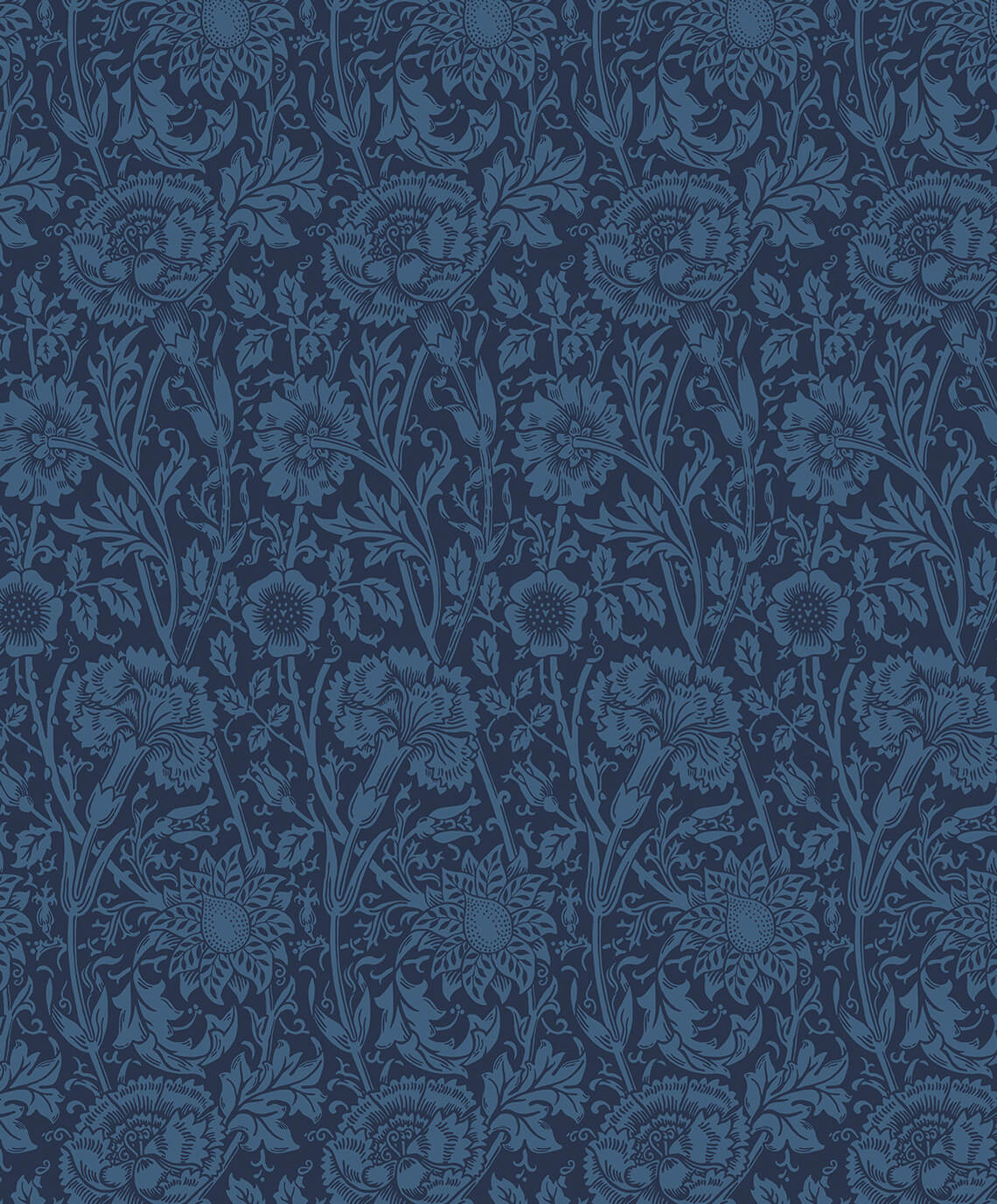Seabrook Legacy Prints Tonal Floral Trail Wallpaper - Marine Blue