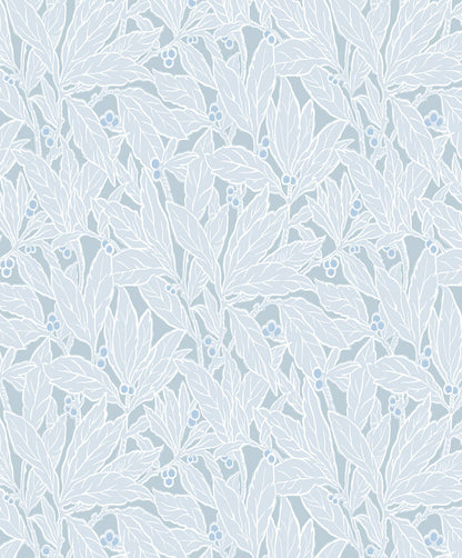 Seabrook Legacy Prints Leaf and Berry Wallpaper - Powder Blue