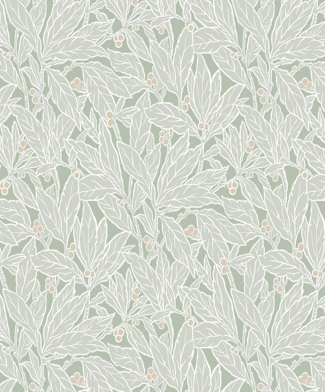 Seabrook Legacy Prints Leaf and Berry Wallpaper - Spearmint