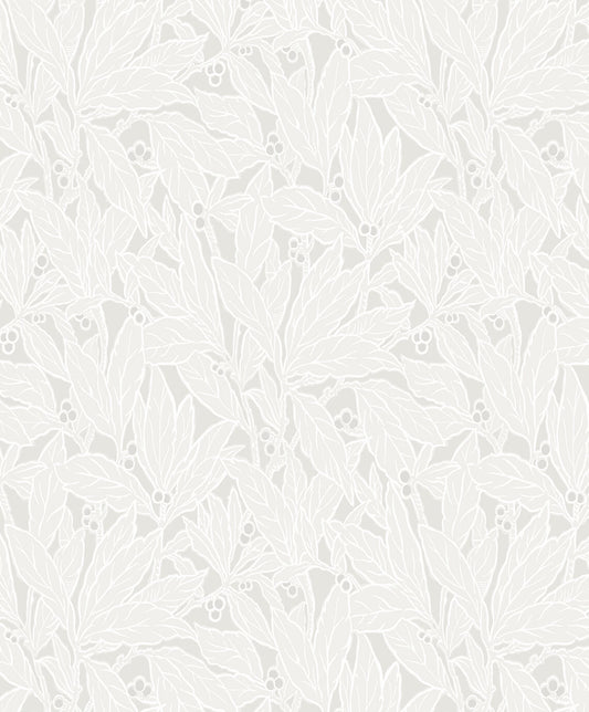 Seabrook Legacy Prints Leaf and Berry Wallpaper - Dove & Metallic Pearl
