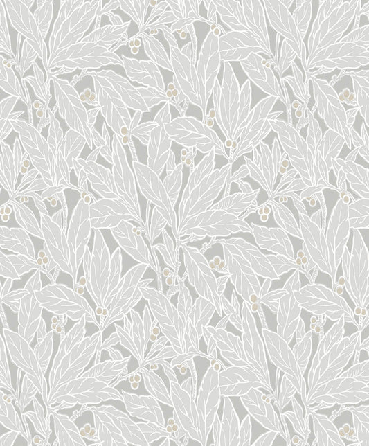 Seabrook Legacy Prints Leaf and Berry Wallpaper - Daydream Grey