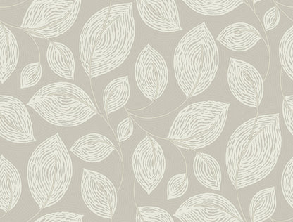 Candice Olson Casual Elegance Contoured Leaves Wallpaper - Taupe