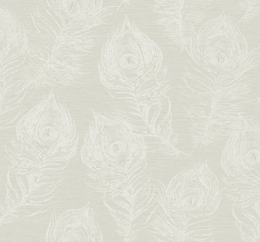 Candice Olson Casual Elegance Regal Peacock Wallpaper - White