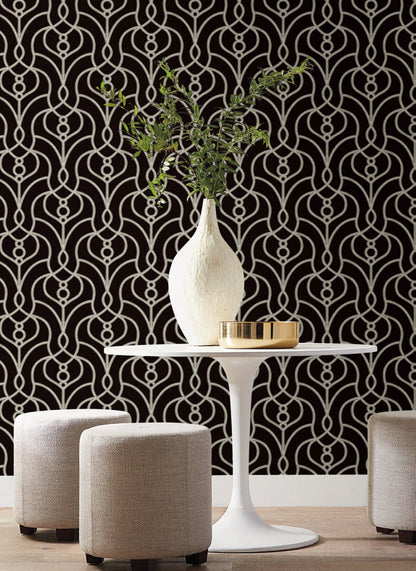 Candice Olson Casual Elegance Divine Trellis Wallpaper - Black