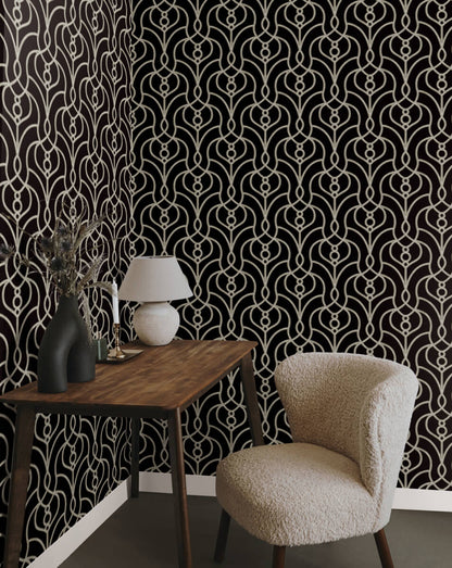 Candice Olson Casual Elegance Divine Trellis Wallpaper - Black