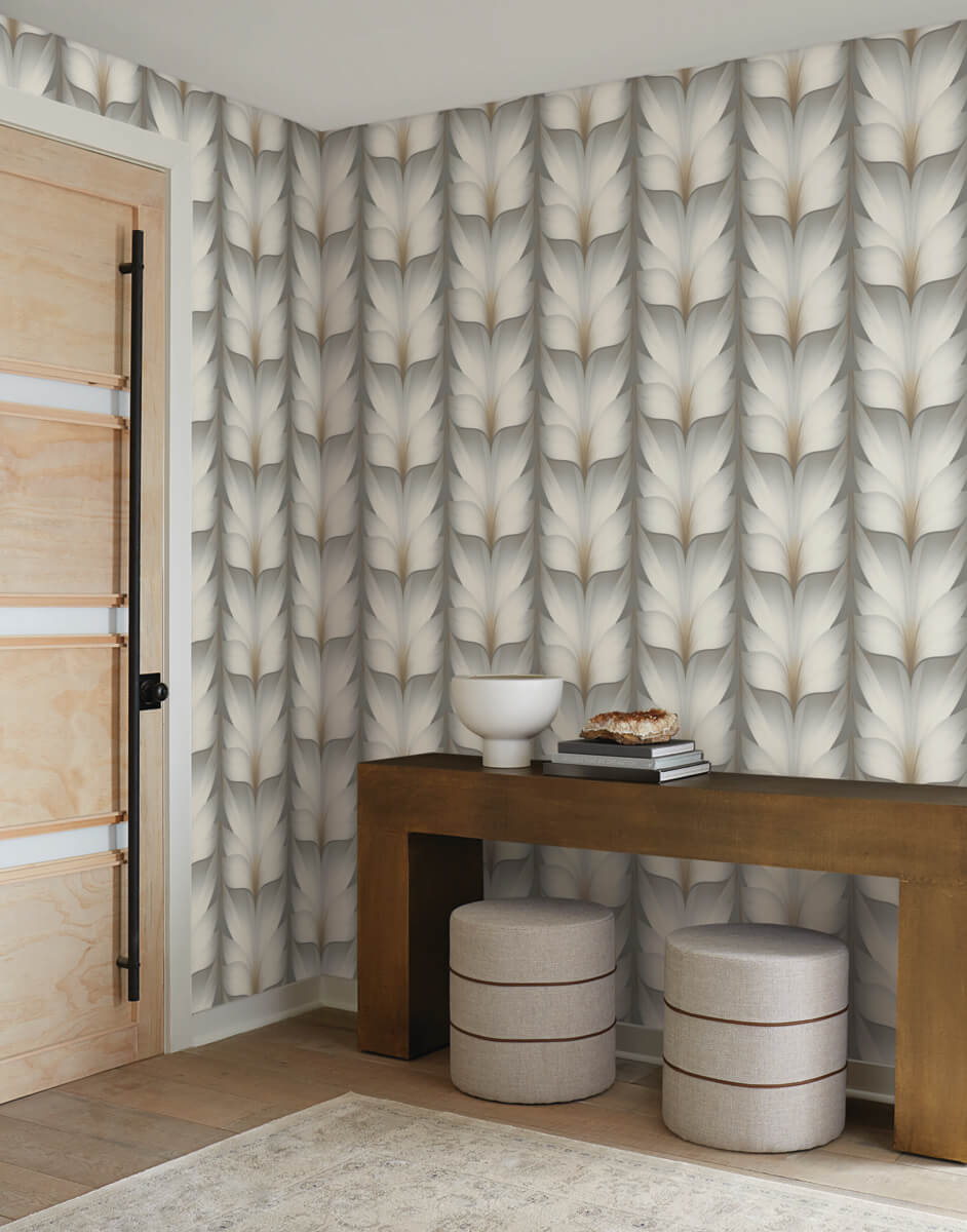 Candice Olson Casual Elegance Lotus Light Stripe Wallpaper - Charcoal