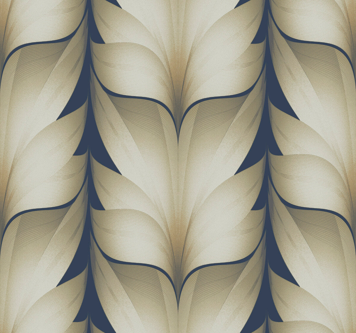 Candice Olson Casual Elegance Lotus Light Stripe Wallpaper - Navy Blue