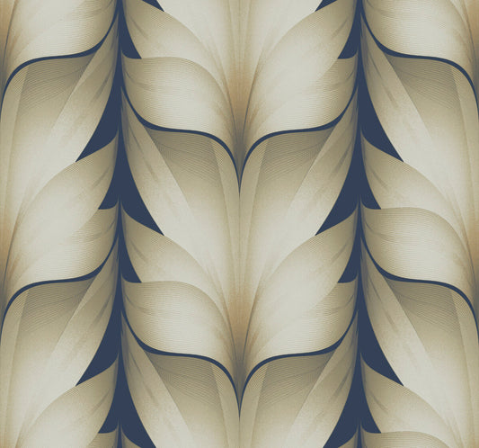 Candice Olson Casual Elegance Lotus Light Stripe Wallpaper - Navy Blue