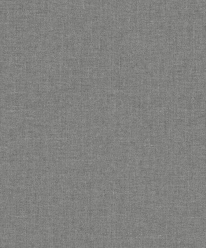 White Heron Abington Faux Linen Wallpaper - Sleek Charcoal