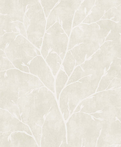 Seabrook White Heron Avena Branches Wallpaper - Soft Cream