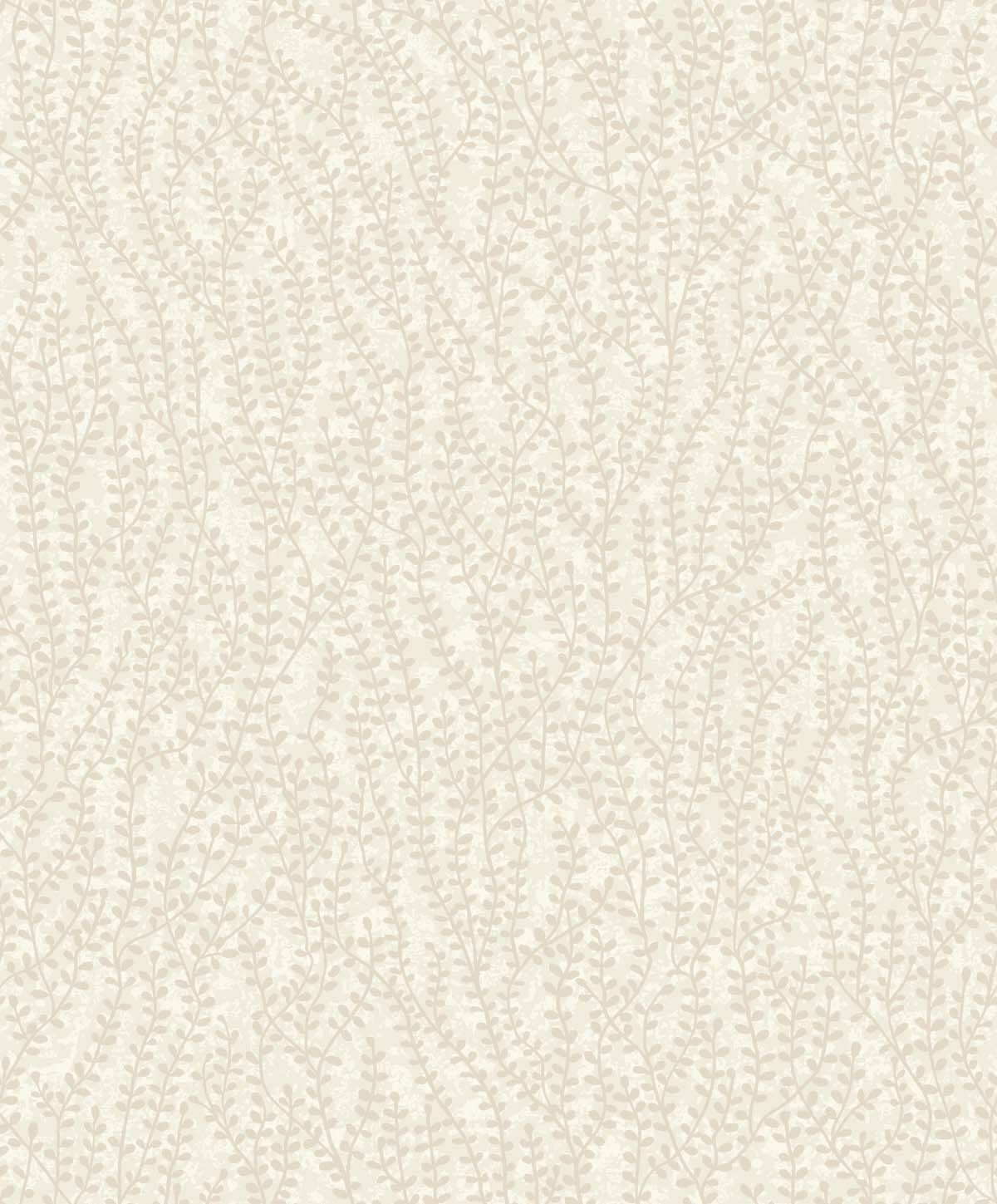 Seabrook White Heron Seaweed Branches Wallpaper - Off White Satin