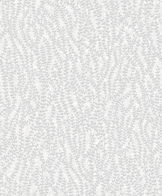 White Heron Seaweed Beaded Branches Wallpaper - Diamond Glass Beads