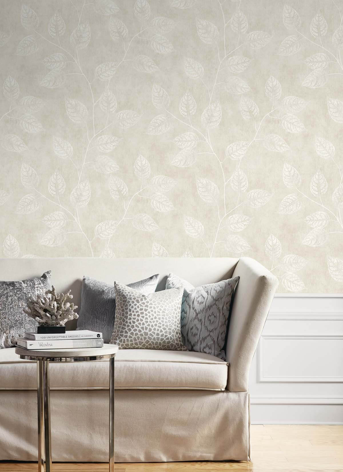 White Heron Branch Trail Silhouette Wallpaper - Raw Linen