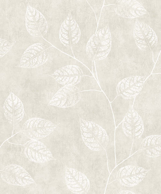 Seabrook White Heron Branch Trail Silhouette Wallpaper - Raw Linen