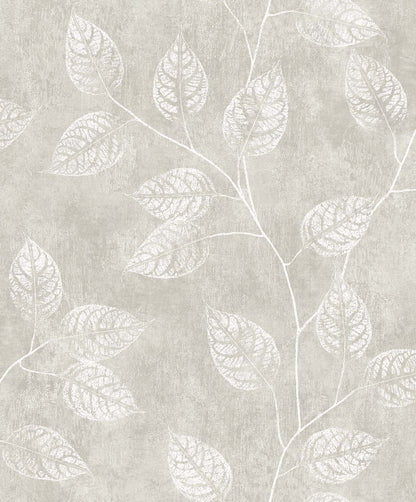 White Heron Branch Trail Silhouette Wallpaper - Grey Taupe