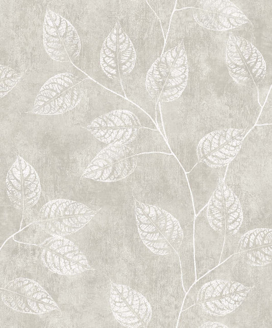 Seabrook White Heron Branch Trail Silhouette Wallpaper - Grey Taupe