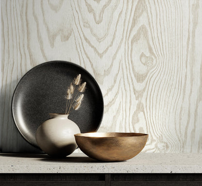 White Heron Kyoto Faux Woodgrain Wallpaper - Scandi Wood