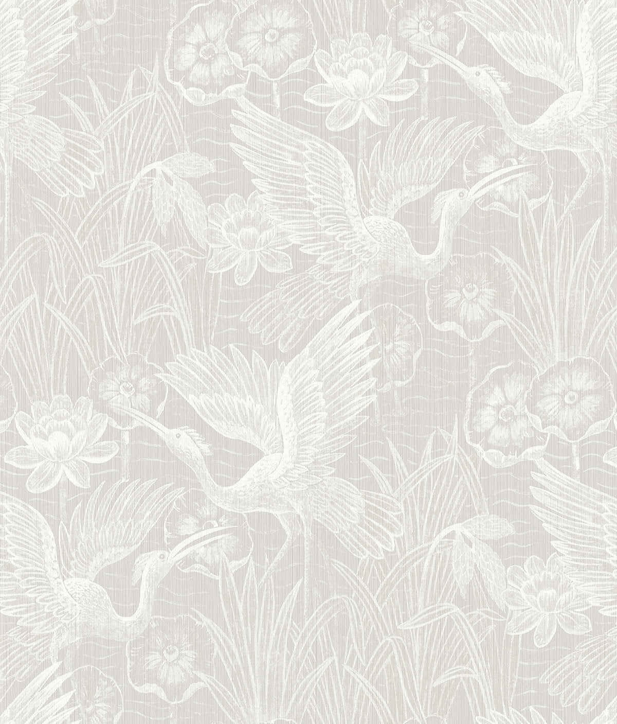 White Heron White Heron Floral Wallpaper - Heron Neutral