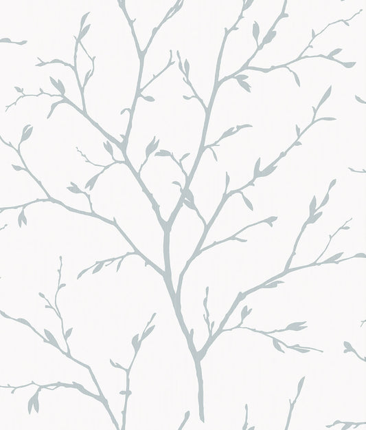 Seabrook White Heron Branching Out Wallpaper - Slate Blue