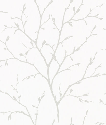 Seabrook White Heron Branching Out Wallpaper - Winter Grey