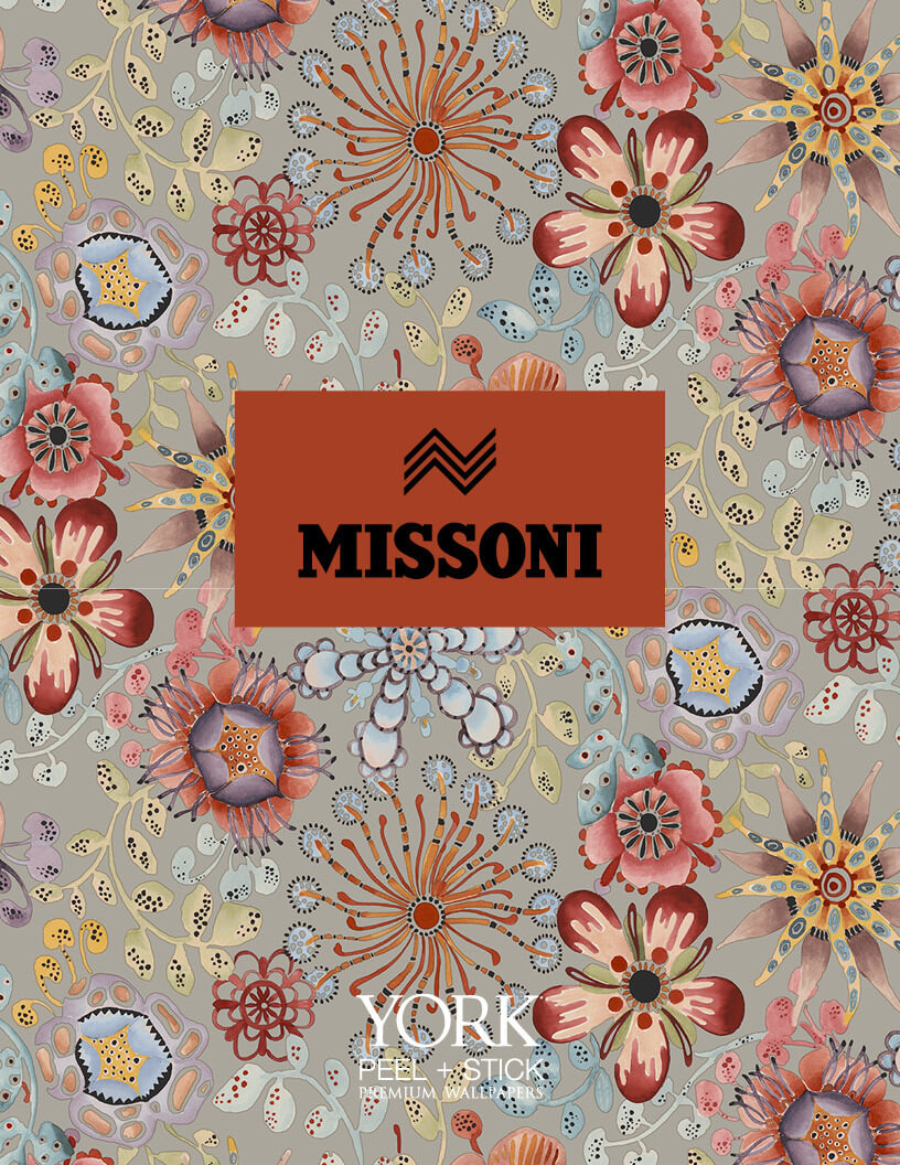 PSW1639RL York Missoni Anemones Brown Peel & Stick Wallpaper