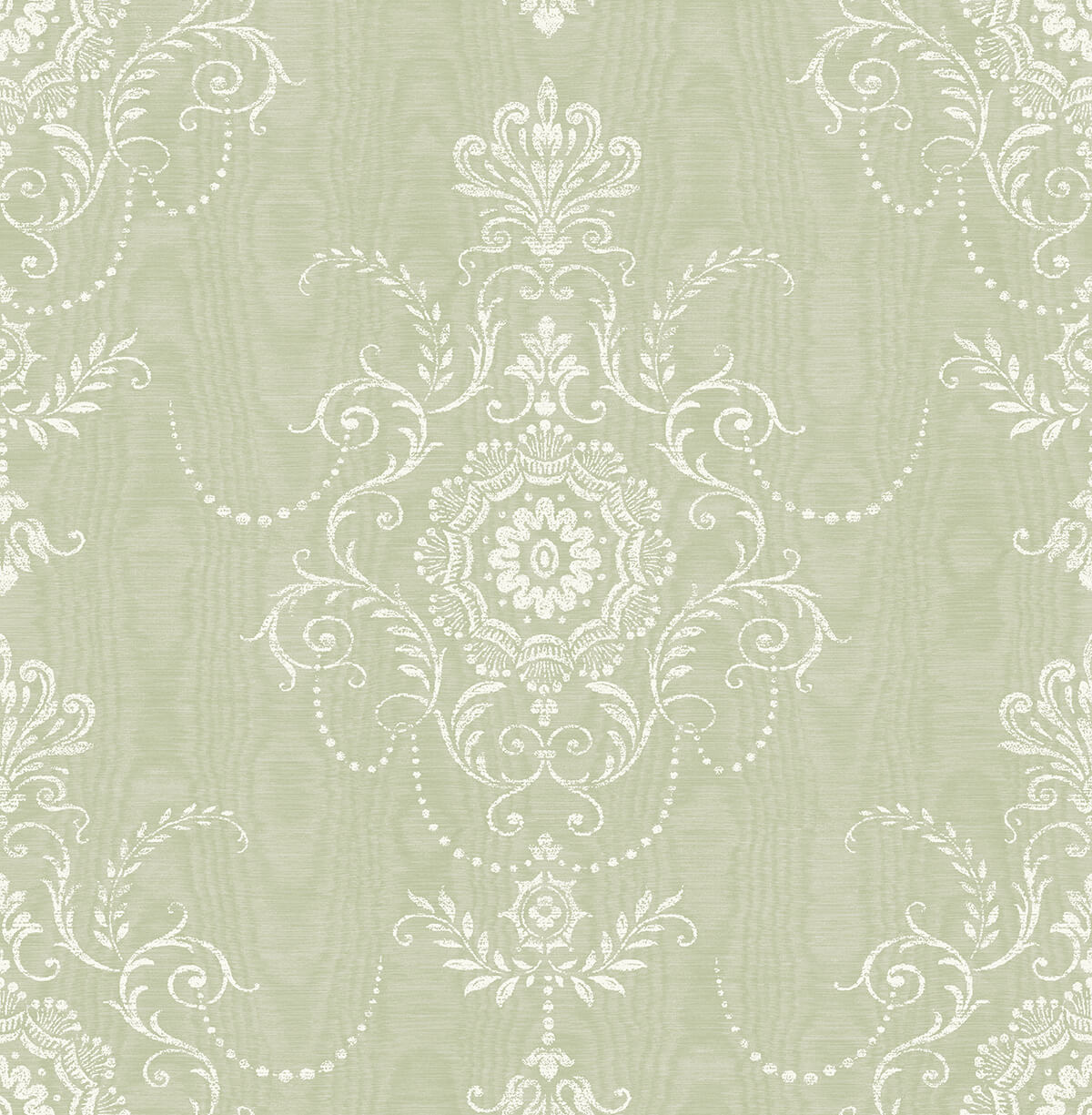 Seabrook French Country Colette Cameo Wallpaper - Washed Green