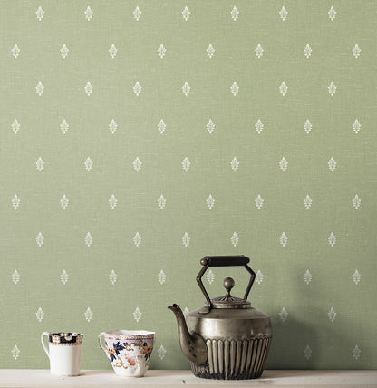 Seabrook French Country Petite Feuille Sprig Wallpaper - Pomme