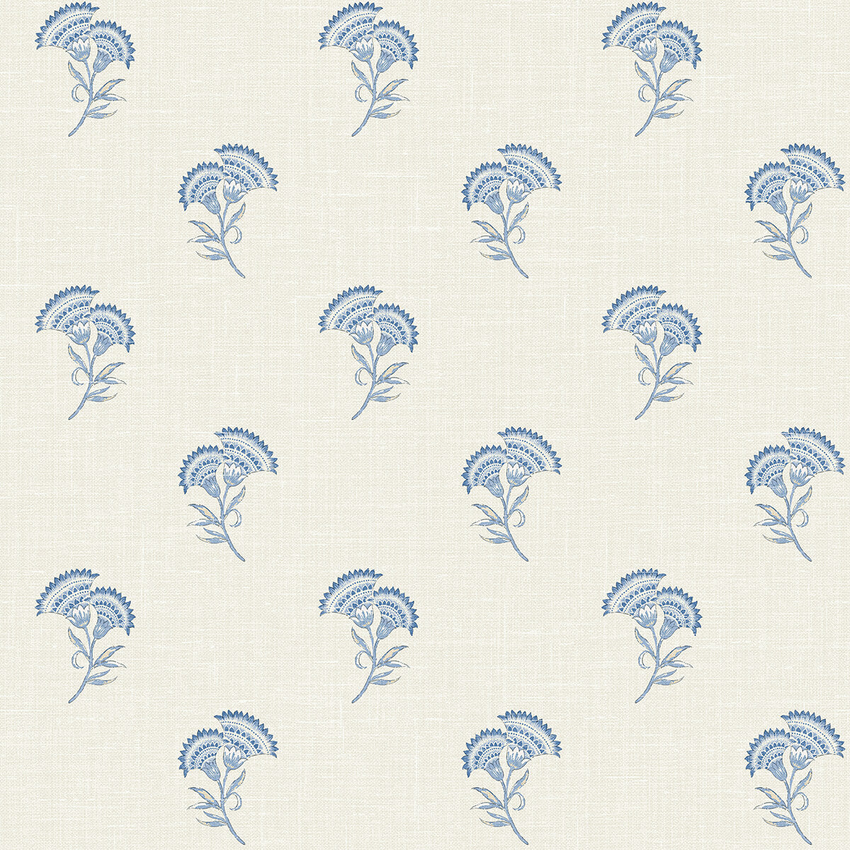 Seabrook French Country Lotus Branch Floral Wallpaper - French Blue