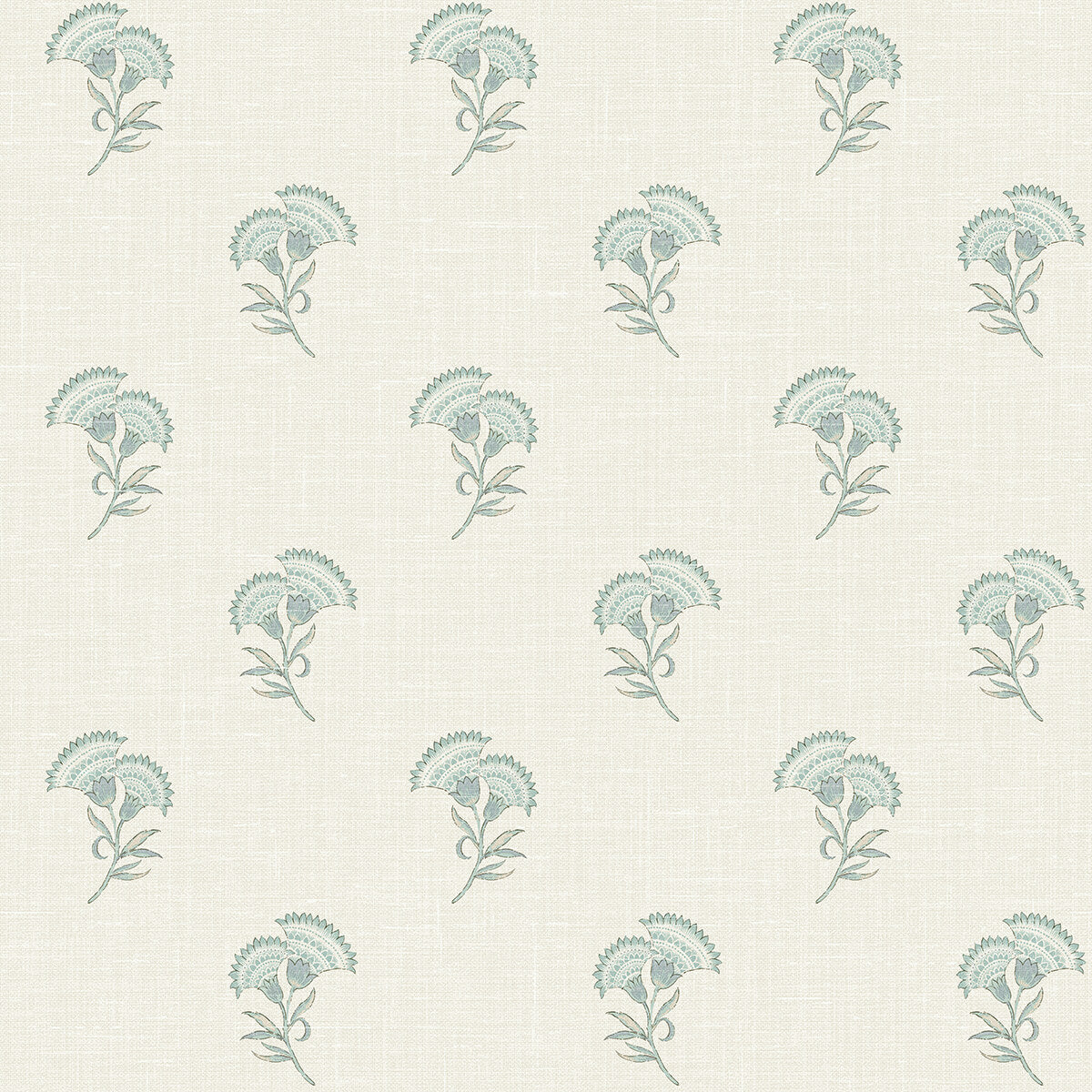 Seabrook French Country Lotus Branch Floral Wallpaper - Minty Meadow & French Grey