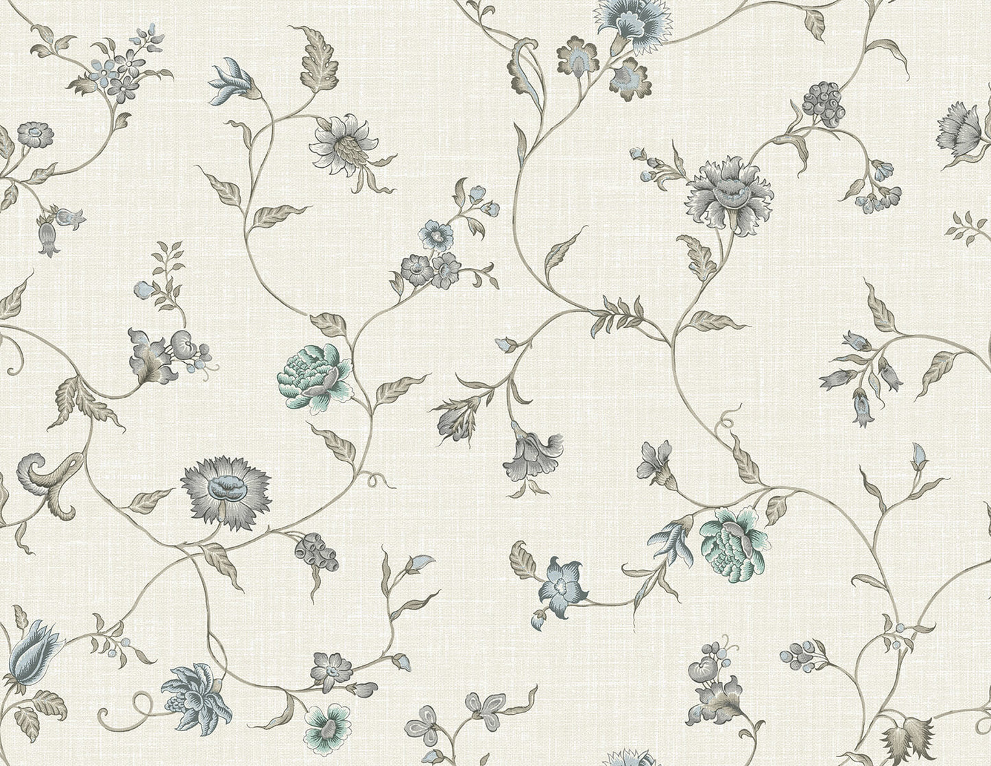 Seabrook French Country Florale Trail Wallpaper - Bisque Bleu & French
