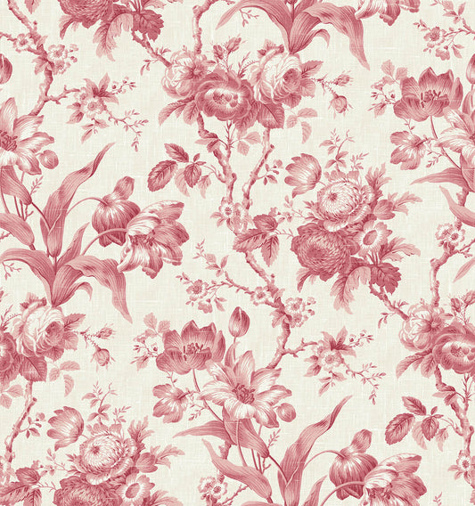 Seabrook French Country En Rose Wallpaper - Cranberry