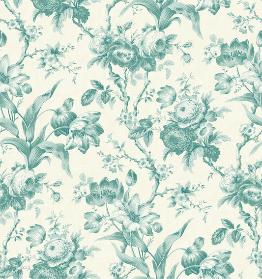 Seabrook French Country En Rose Wallpaper - Minty Meadow
