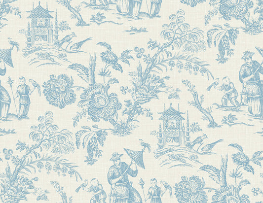 Seabrook French Country Colette Chinoiserie Wallpaper - Bleu Bisque