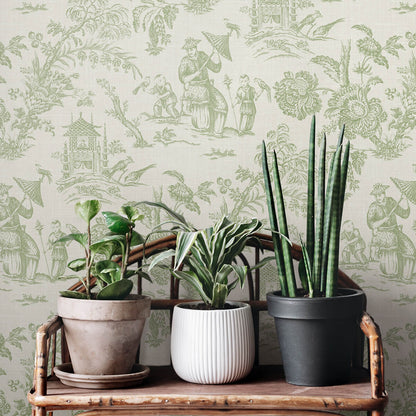 Seabrook French Country Colette Chinoiserie Wallpaper - Herb