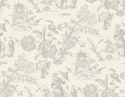 Seabrook French Country Colette Chinoiserie Wallpaper - French Grey