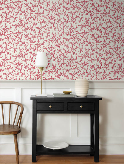 Seabrook French Country Corail Wallpaper - Antique Ruby