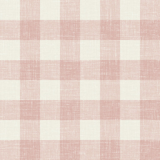 Seabrook French Country Bebe Gingham Wallpaper - Rustic Rouge