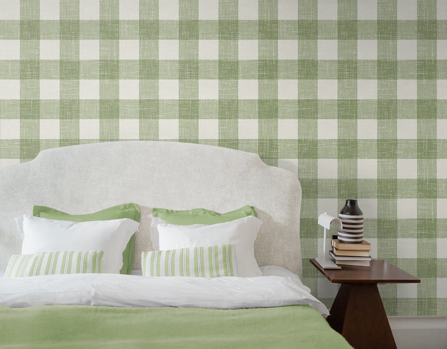Seabrook French Country Bebe Gingham Wallpaper - Herb