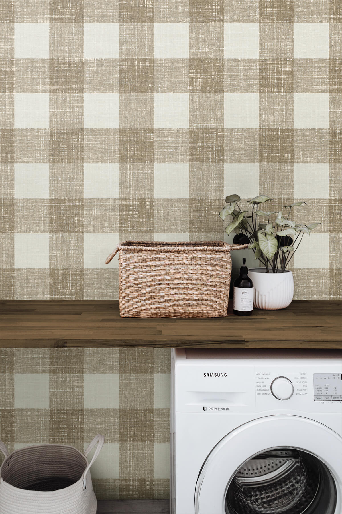 Seabrook French Country Bebe Gingham Wallpaper - Driftwood