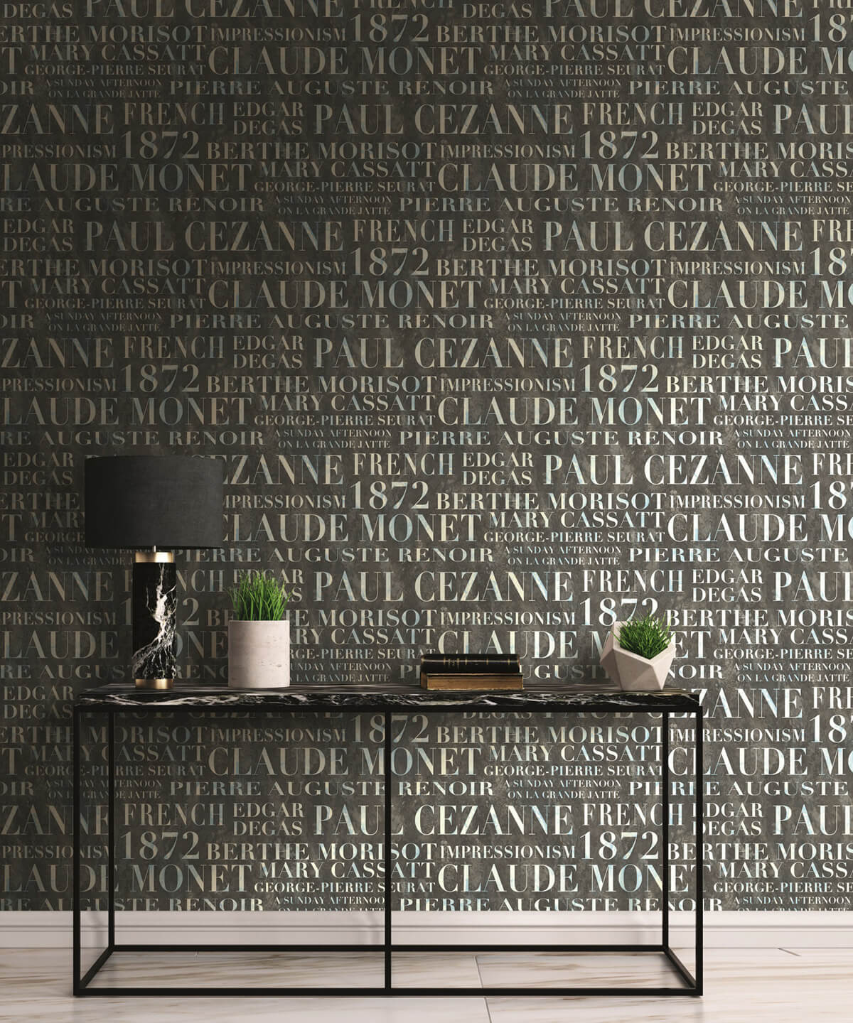Seabrook French Impressionist Script Wallpaper - Black