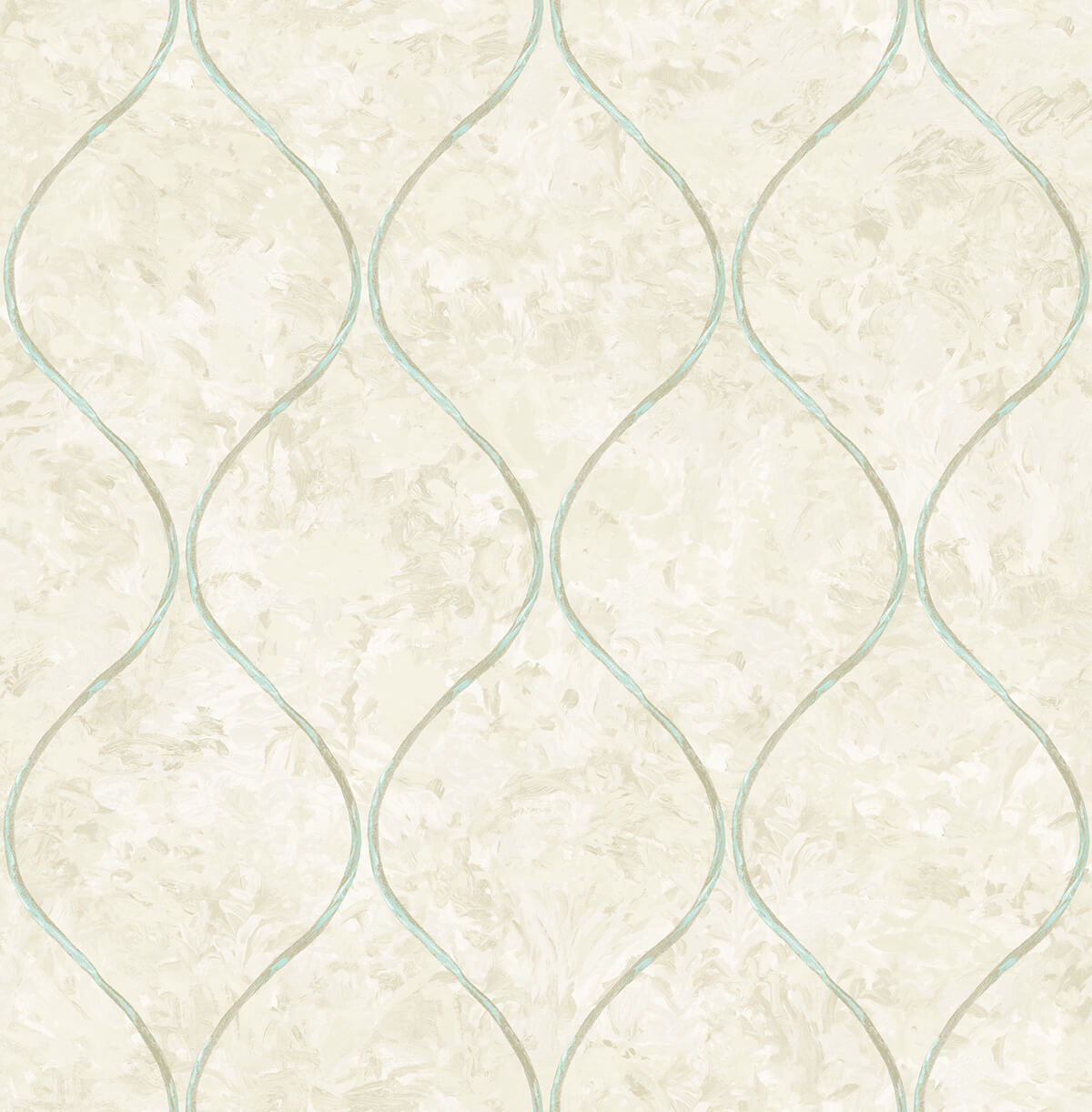 Seabrook French Impressionist Ogee Wallpaper - Teal