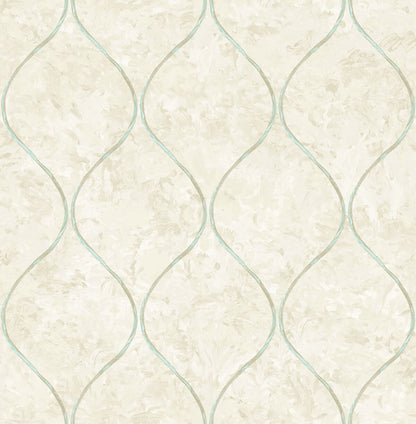 Seabrook French Impressionist Ogee Wallpaper - Teal