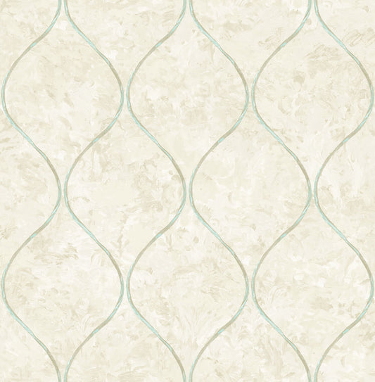 Seabrook French Impressionist Ogee Wallpaper - Teal