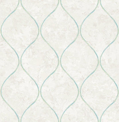 Seabrook French Impressionist Ogee Wallpaper - Blue