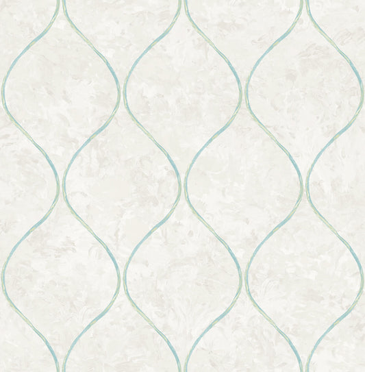 Seabrook French Impressionist Ogee Wallpaper - Blue
