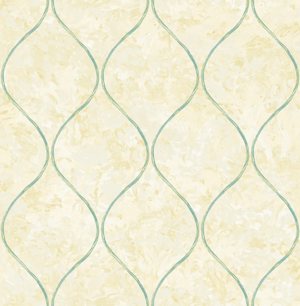 Seabrook French Impressionist Ogee Wallpaper - Teal