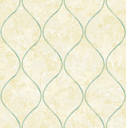 Seabrook French Impressionist Ogee Wallpaper - Teal