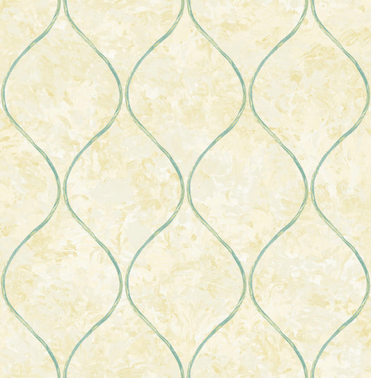 Seabrook French Impressionist Ogee Wallpaper - Teal